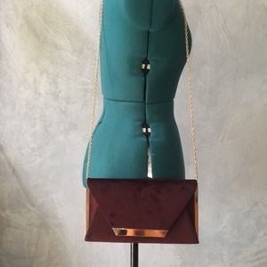 Suede Burgundy Clutch